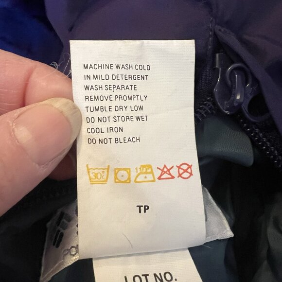 Columbia Jacket Mens XL Reversible Purple Blue Down Puffer Coat Full Zip Up - Picture 9 of 10